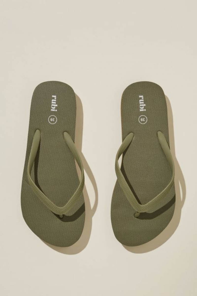 Cotton On The Rubi Flatform Flip Women's Sandals Olive | 20Cs5kSLIeP