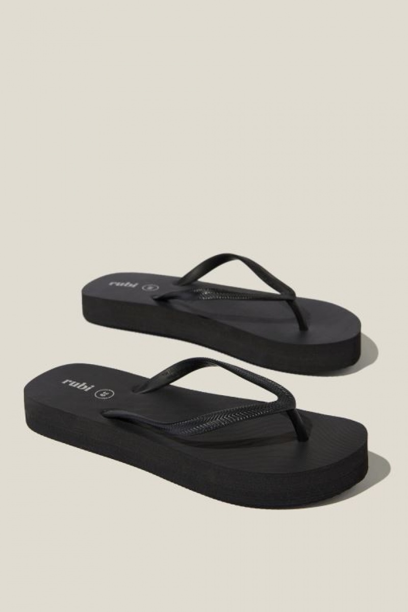 Cotton On The Rubi Flatform Flip Women's Sandals Black | 48jkdjb1Mwf