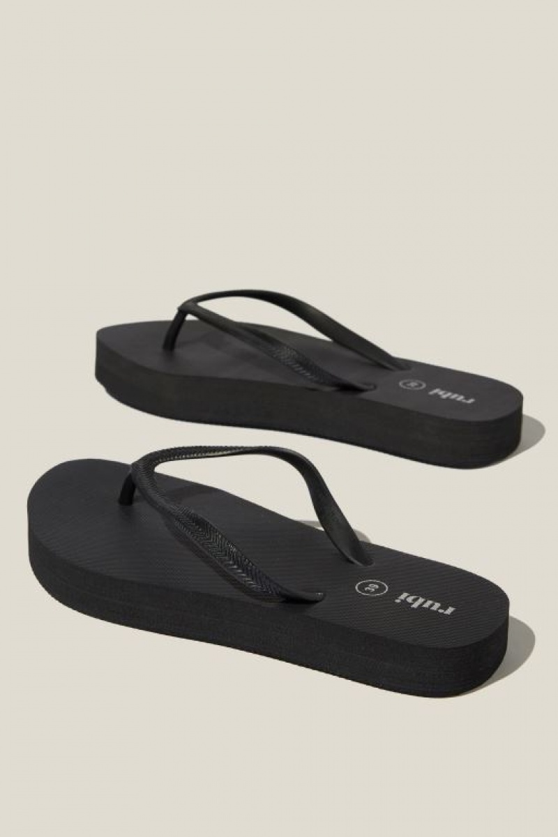 Cotton On The Rubi Flatform Flip Women's Sandals Black | 48jkdjb1Mwf