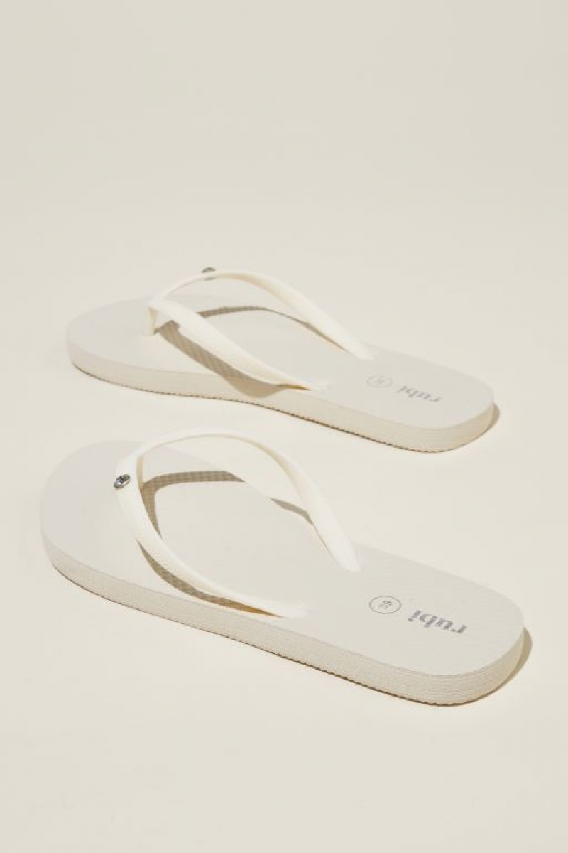 Cotton On The Rubi Flip Flop Women's Sandals Ecru | CrkxUi1ASzj