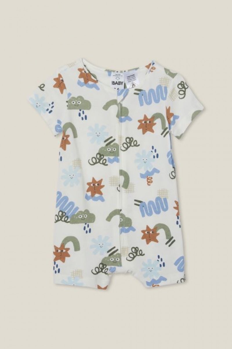Cotton On The Short Sleeve Zip Baby Rompers Light Yellow | MOk10HO5wO8