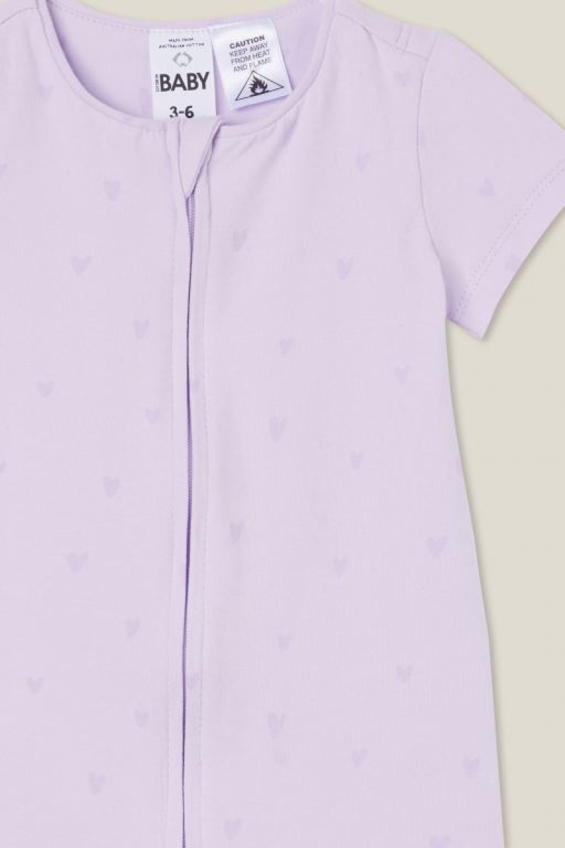 Cotton On The Short Sleeve Zip Baby Rompers Purple | olbb6Qb3M4H