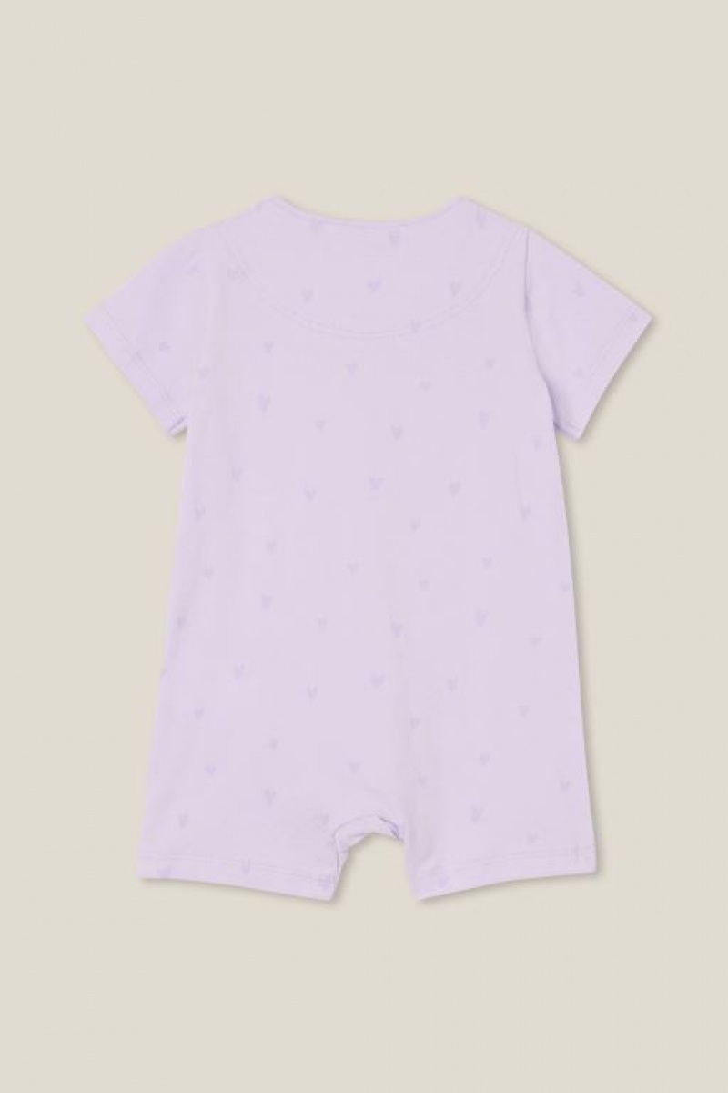 Cotton On The Short Sleeve Zip Baby Rompers Purple | olbb6Qb3M4H