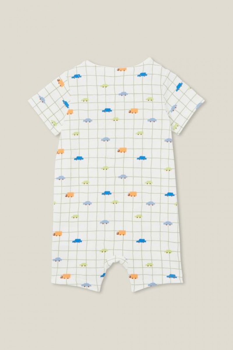Cotton On The Short Sleeve Zip Baby Rompers Light Yellow | yYEsBxtznOU