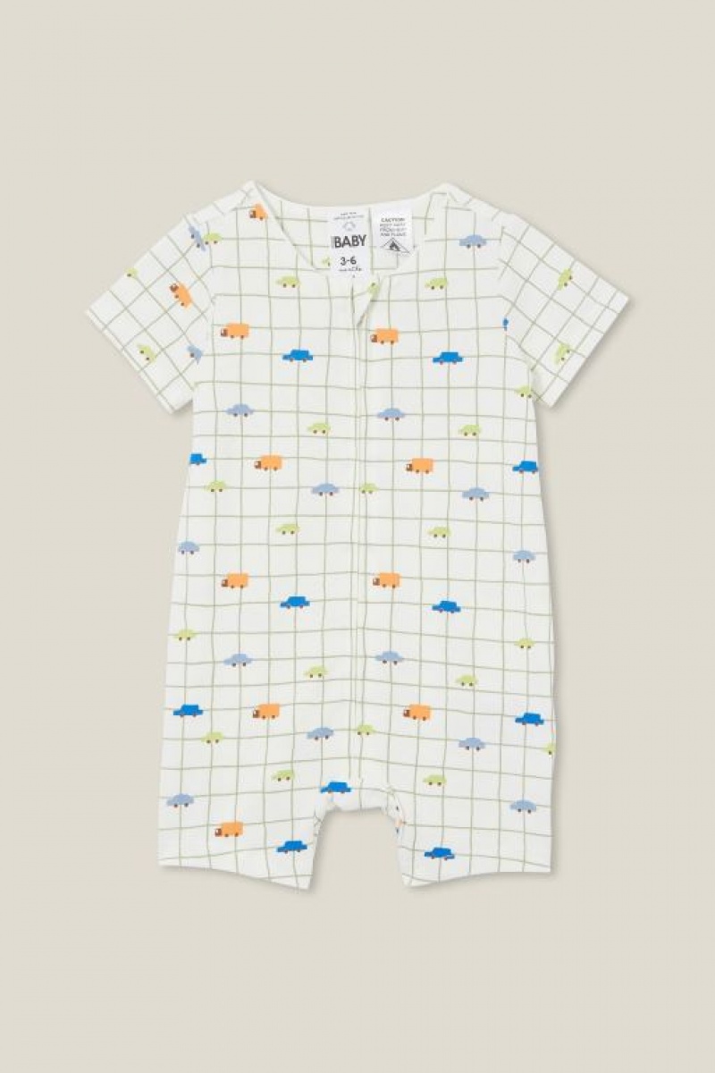 Cotton On The Short Sleeve Zip Baby Rompers Light Yellow | yYEsBxtznOU