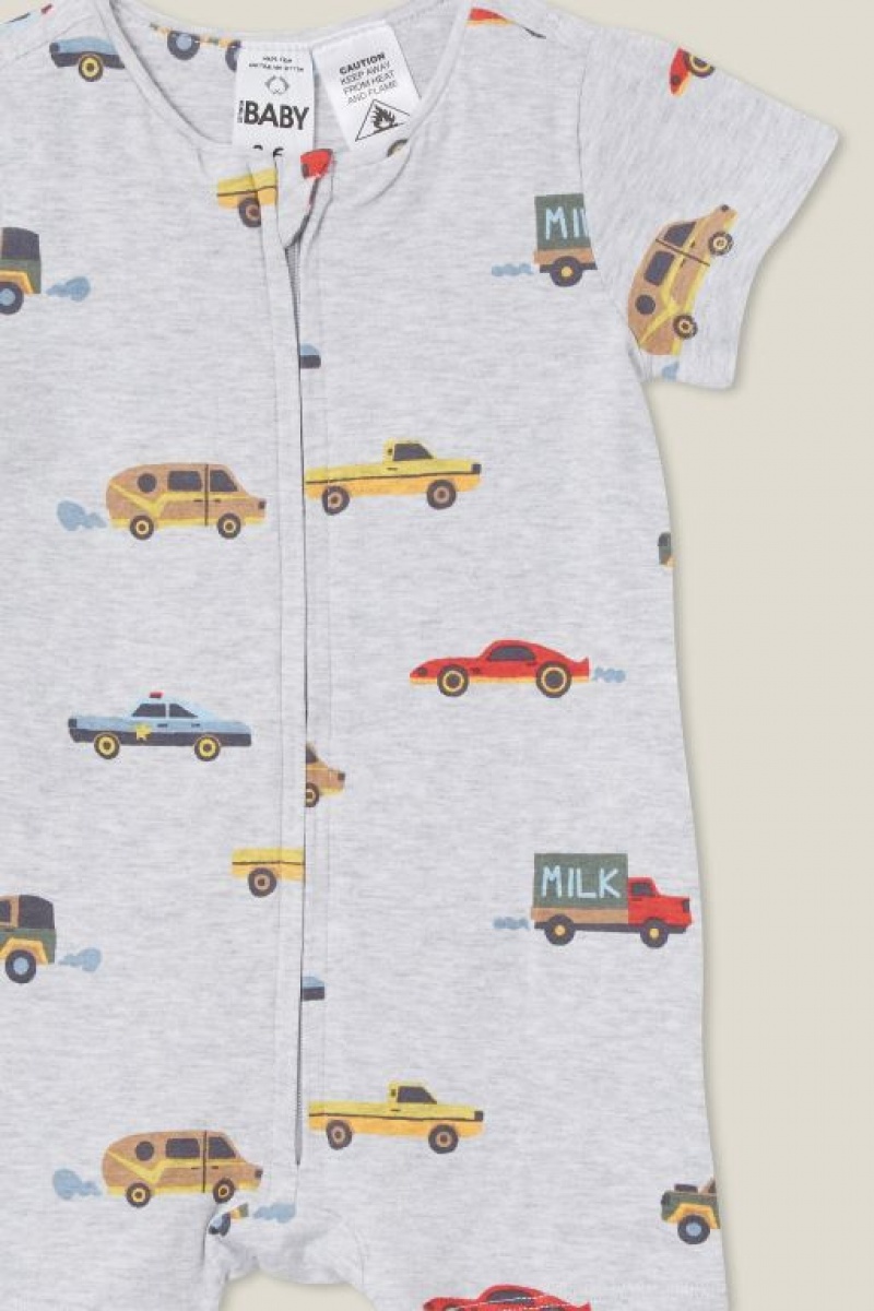 Cotton On The Short Sleeve Zip Baby Rompers Cloud | tkmank0g9n3