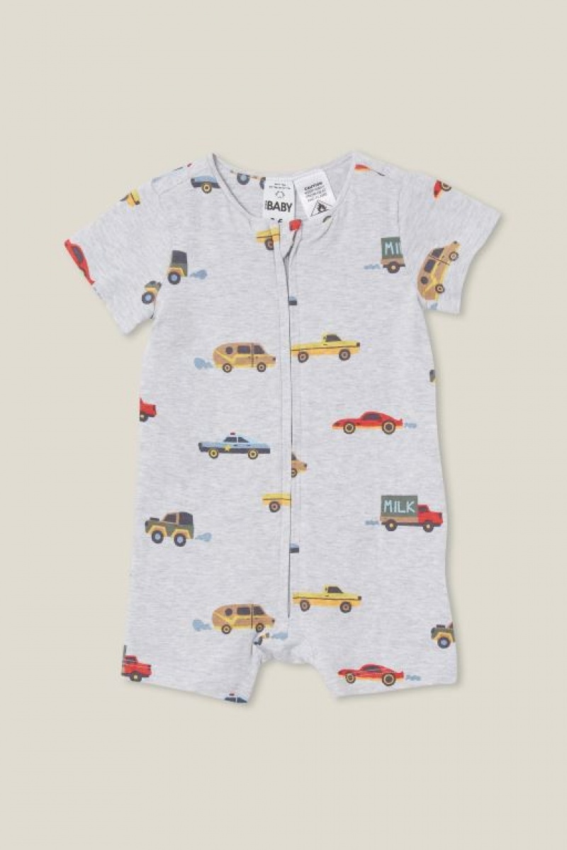 Cotton On The Short Sleeve Zip Baby Rompers Cloud | tkmank0g9n3