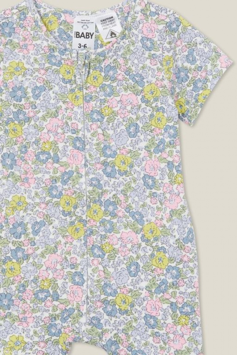 Cotton On The Short Sleeve Zip Baby Rompers Light Yellow | DUb9oV3zU4w