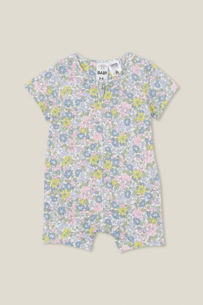 Cotton On The Short Sleeve Zip Baby Rompers Light Yellow | DUb9oV3zU4w