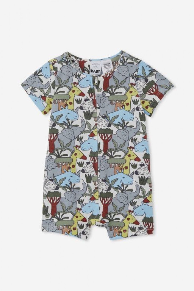 Cotton On The Short Sleeve Zip Baby Rompers Light Yellow | hjuoym0GQNJ
