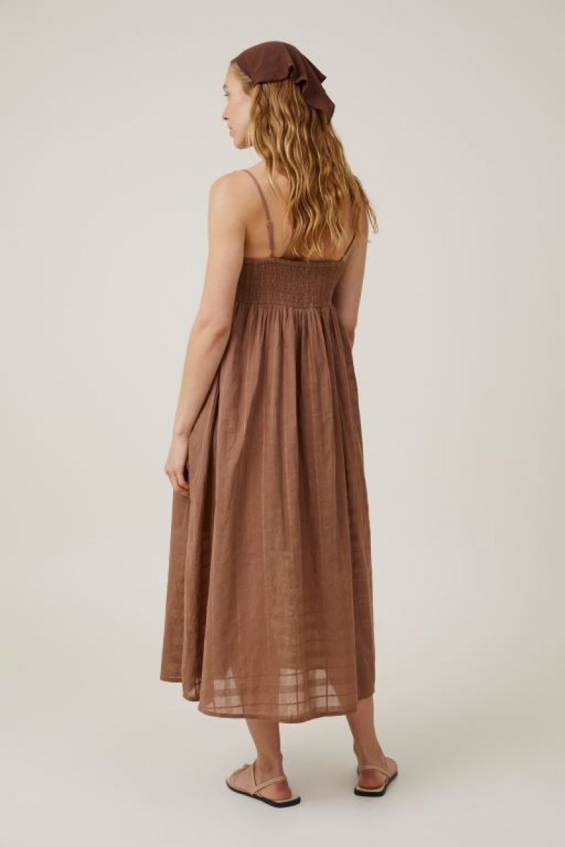 Cotton On Tilly Textured Women's Maxi Dress Brown | 9f3DvYGwu8O