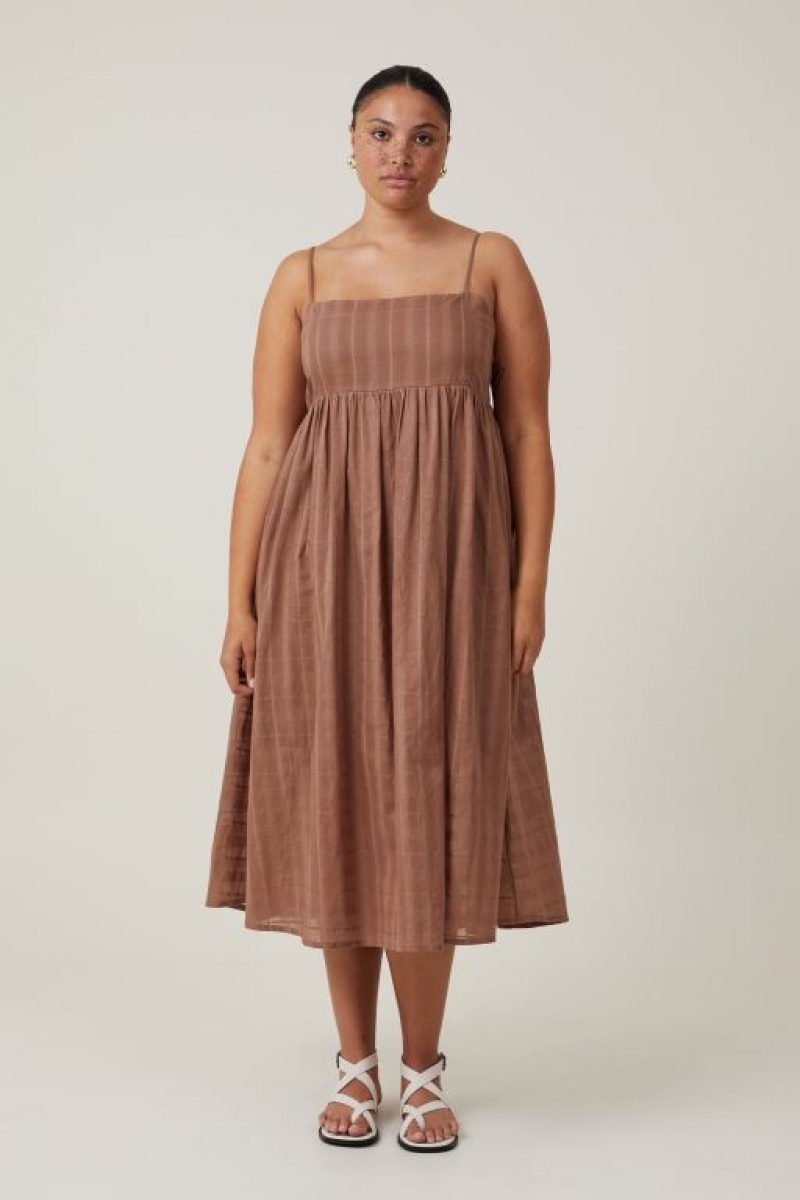 Cotton On Tilly Textured Women's Maxi Dress Brown | 9f3DvYGwu8O