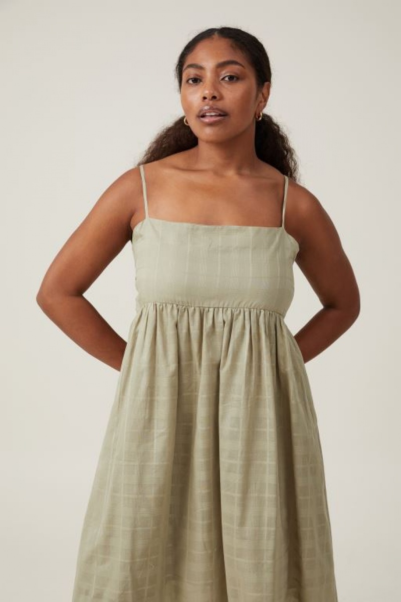 Cotton On Tilly Textured Women's Maxi Dress Olive | uBQDbkRNcms