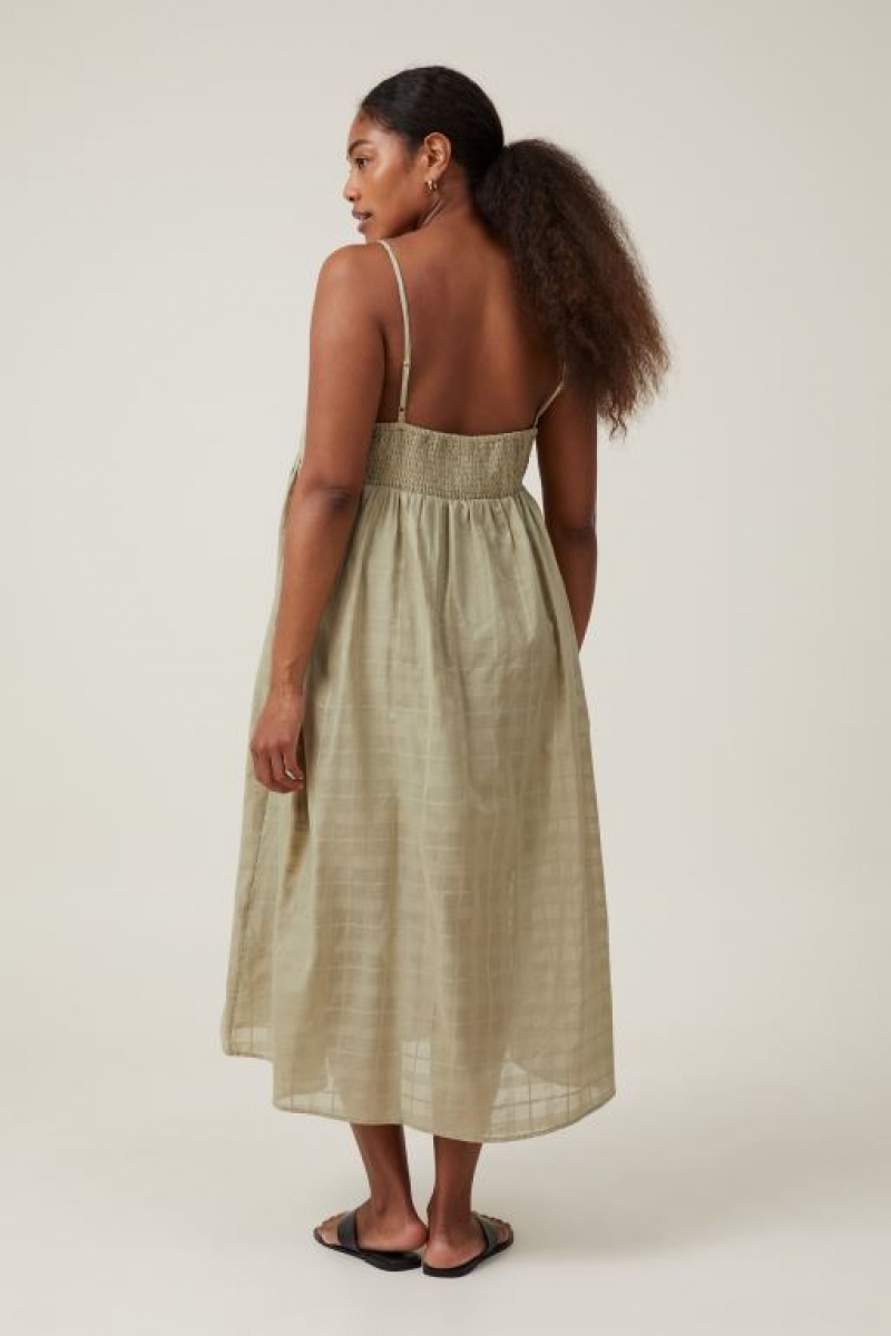Cotton On Tilly Textured Women's Maxi Dress Olive | uBQDbkRNcms