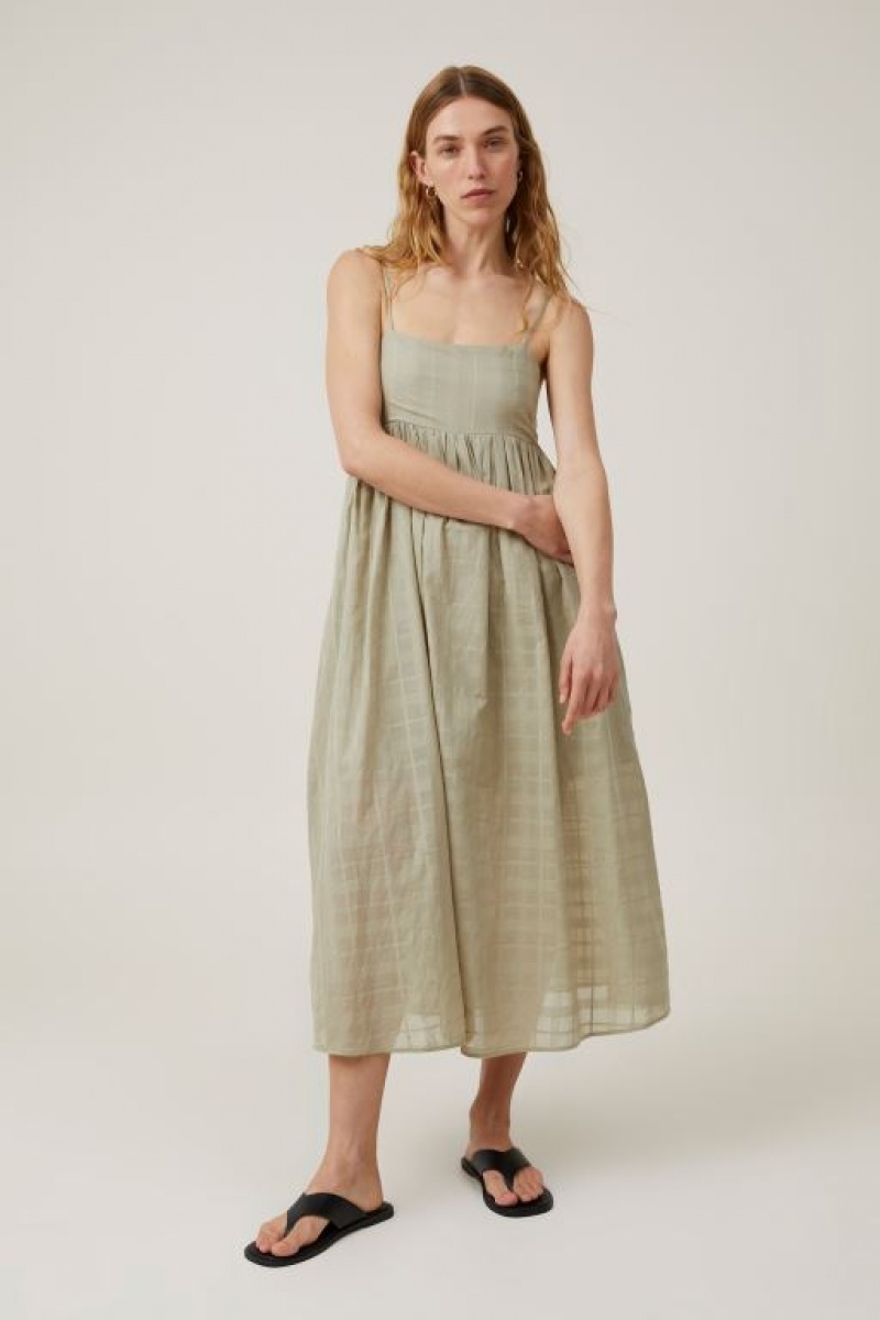 Cotton On Tilly Textured Women's Maxi Dress Olive | uBQDbkRNcms