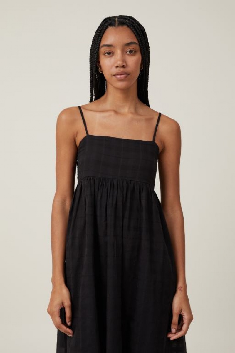 Cotton On Tilly Textured Women's Maxi Dress Black | 4WM6CIFejzT