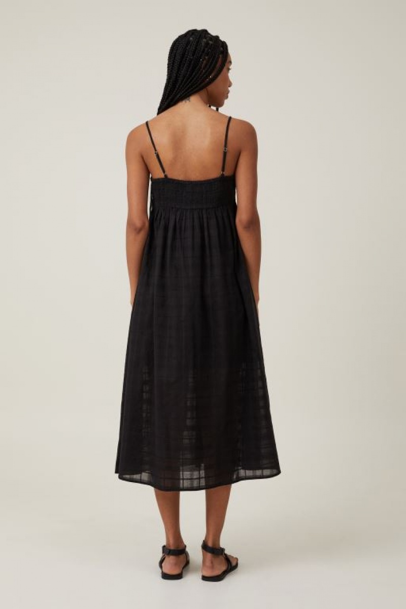 Cotton On Tilly Textured Women's Maxi Dress Black | 4WM6CIFejzT