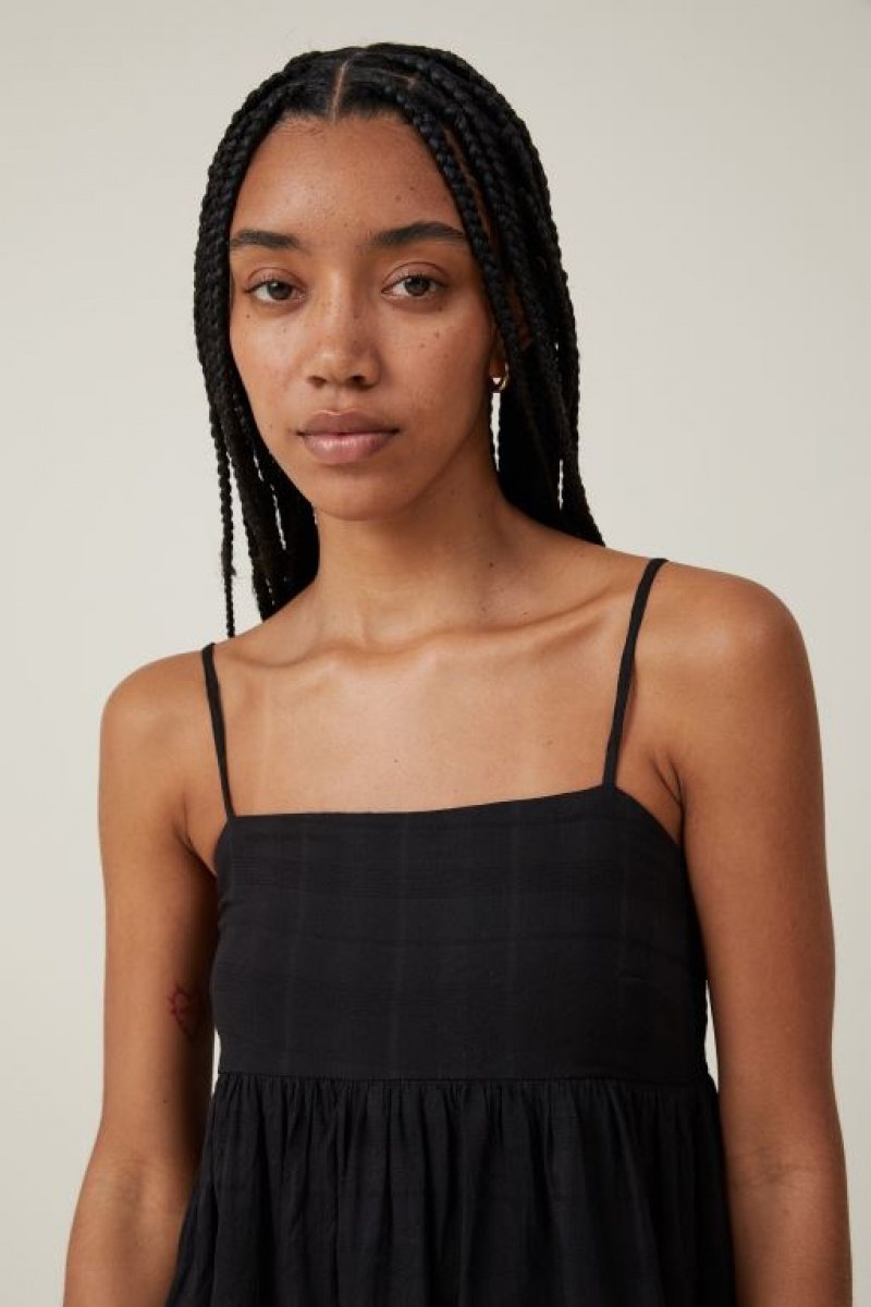 Cotton On Tilly Textured Women's Maxi Dress Black | 4WM6CIFejzT