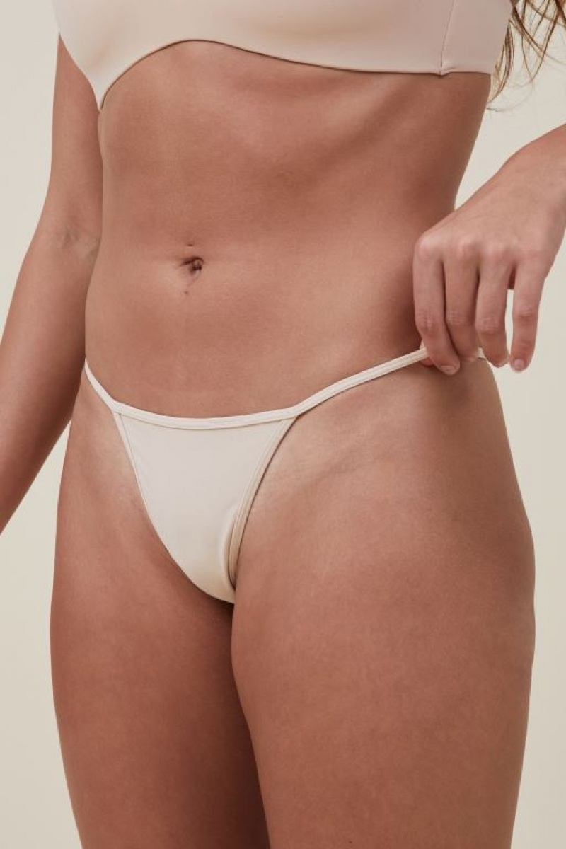 Cotton On Tiny Invisible Tanga Women's Thong Frappe | Xts1gst4wef