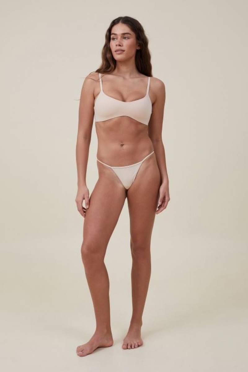 Cotton On Tiny Invisible Tanga Women's Thong Frappe | Xts1gst4wef