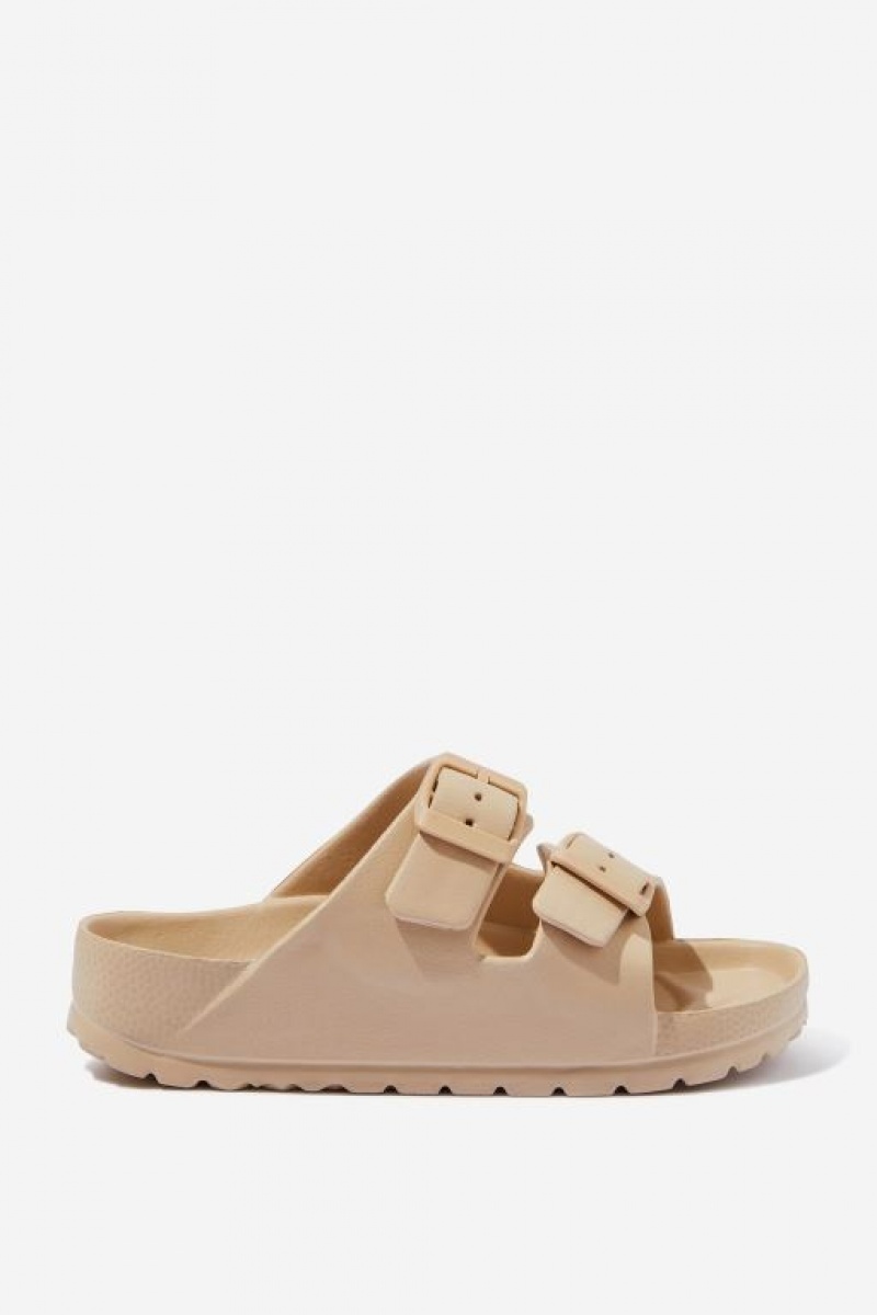 Cotton On Twin Strap Slide Girls' Sandals Semolina | BICWK3awOSm