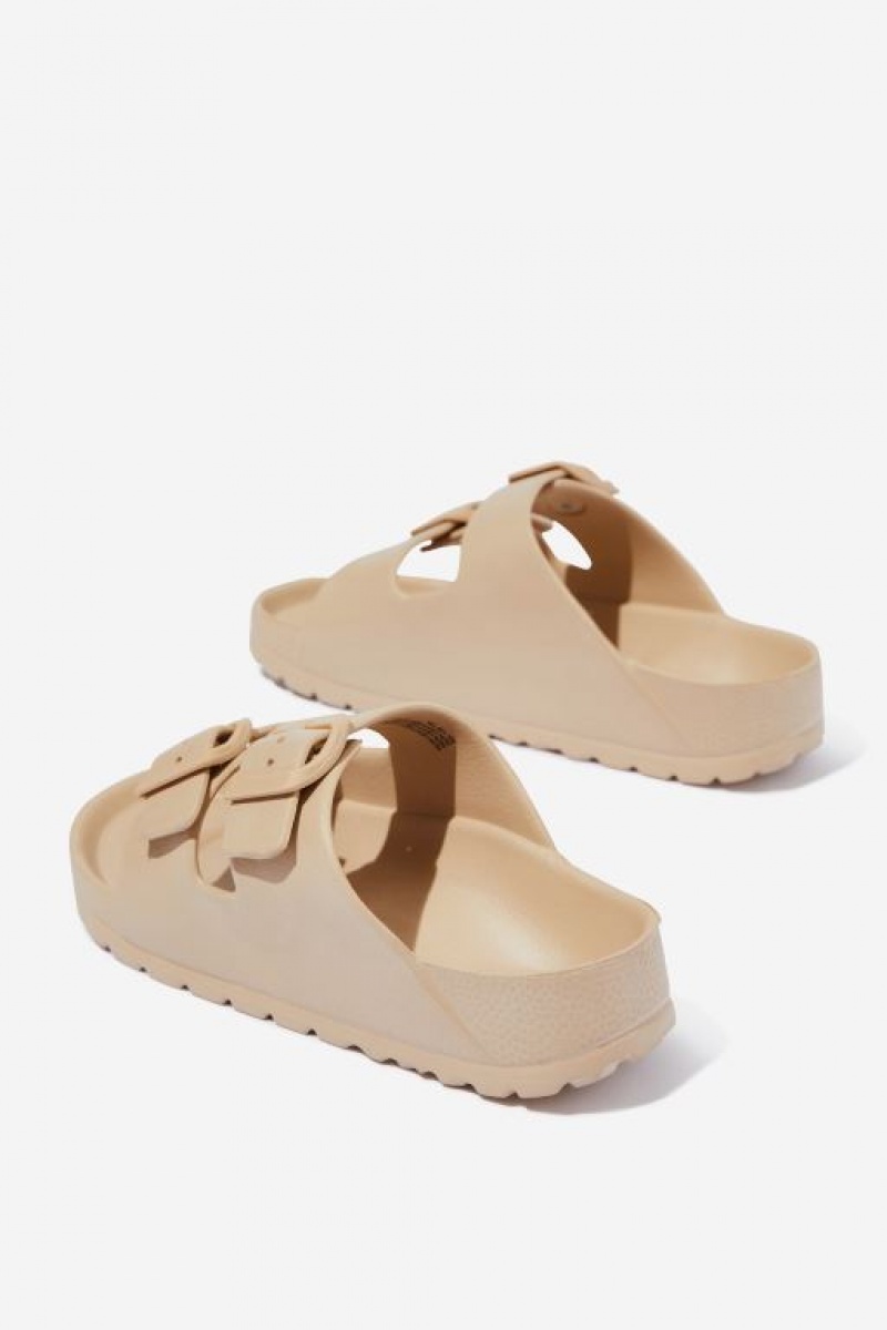 Cotton On Twin Strap Slide Girls' Sandals Semolina | BICWK3awOSm