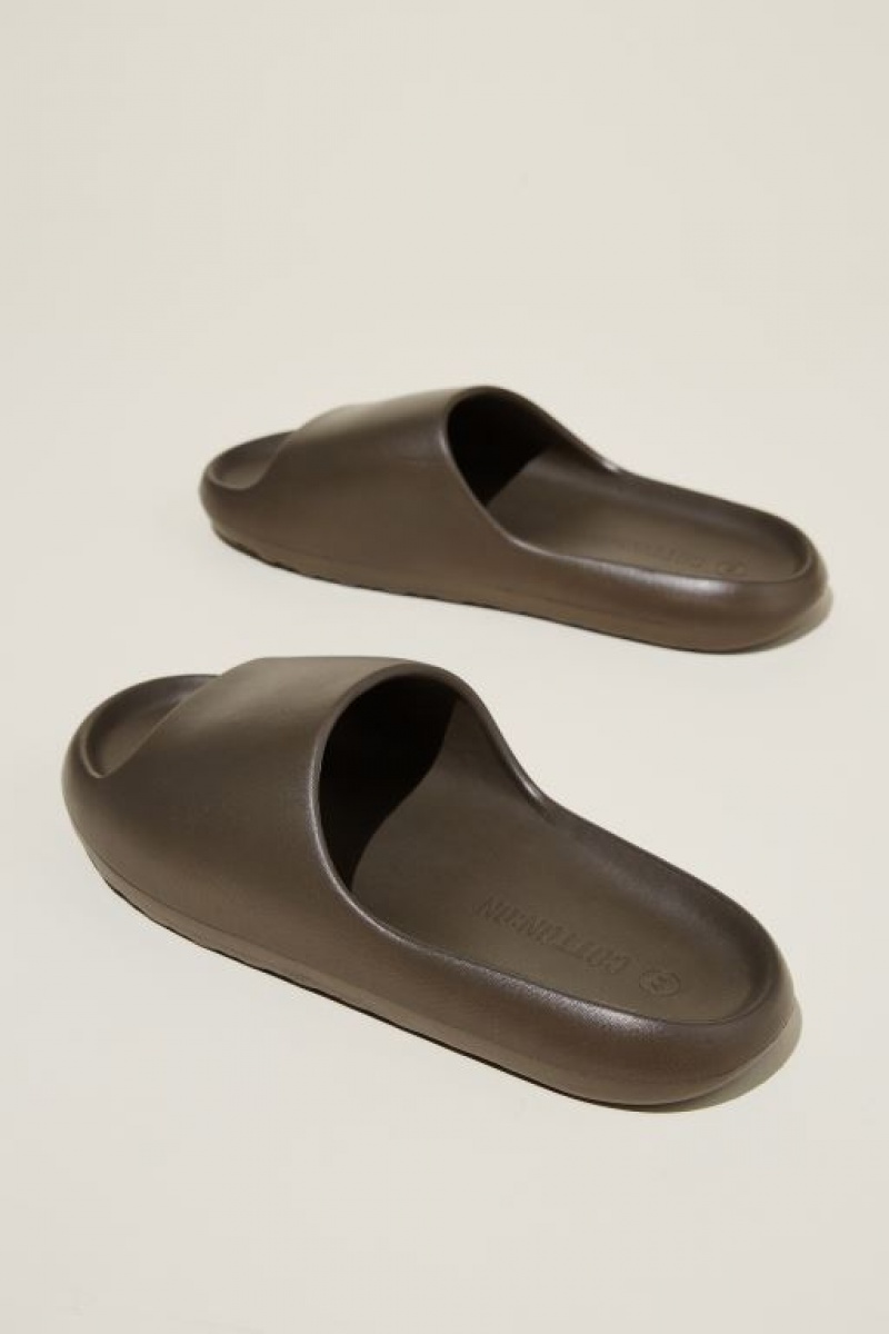 Cotton On Vacay Slide Men's Sandals Chocolate | 9HPRSomB3LQ