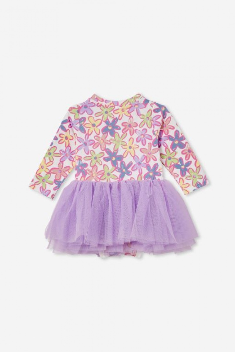 Cotton On Victoria Long Sleeve Tulle Baby Dress Light Yellow | SJc9DDDT3BJ