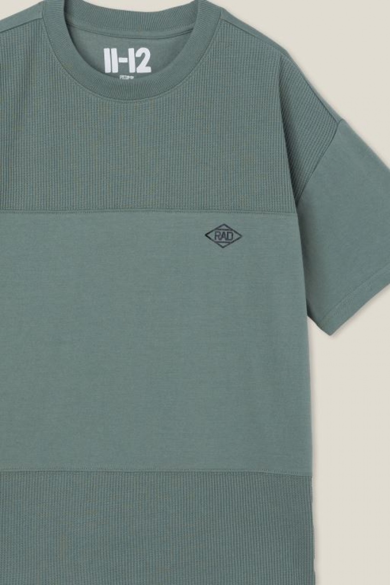 Cotton On Walt Spliced Waffle Short Sleeve Boys' T Shirts Green | jBA2OEtoWbv
