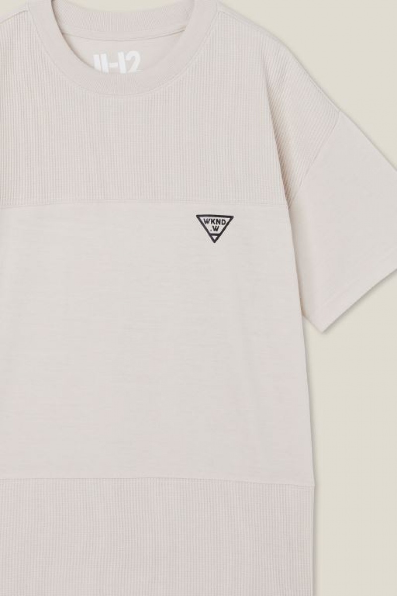 Cotton On Walt Spliced Waffle Short Sleeve Boys' T Shirts Rainy | Kq2FslrUK6r