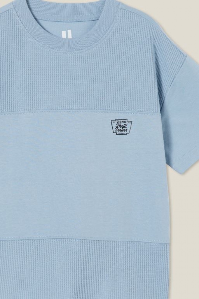 Cotton On Walter Spliced Waffle Short Sleeve Boys' T Shirts Blue | A65pRH7prUQ