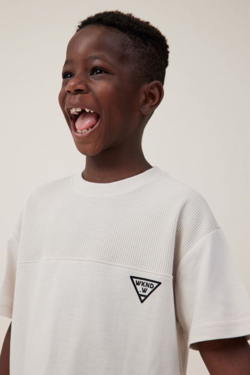 Cotton On Walter Spliced Waffle Short Sleeve Boys' T Shirts Rainy | rh34V5eAbdp