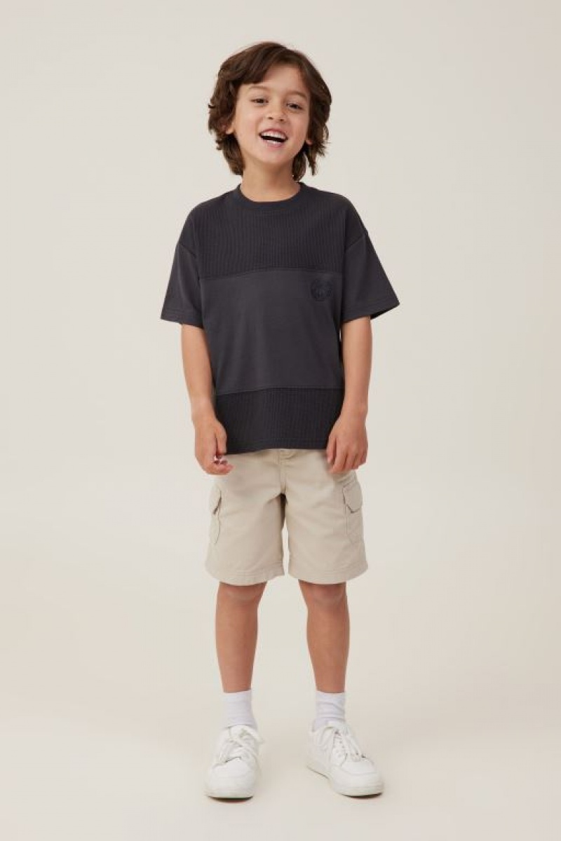 Cotton On Walter Spliced Waffle Short Sleeve Boys' T Shirts Phantom | pza81eMI7Su