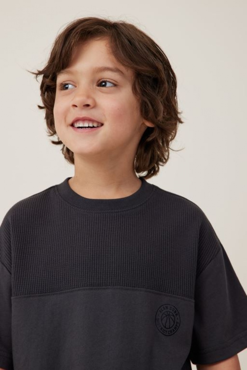Cotton On Walter Spliced Waffle Short Sleeve Boys' T Shirts Phantom | pza81eMI7Su