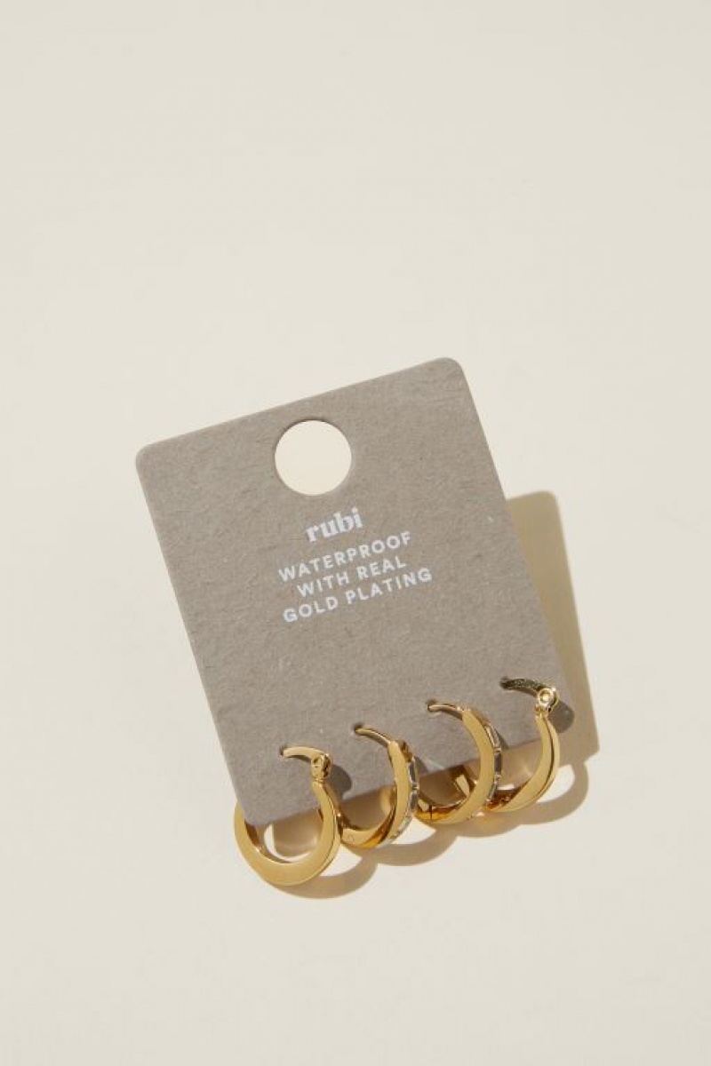 Cotton On Waterproof 2Pk Mid Earring Women's Jewellery Gold Grey | 5DSL0dtQyN0