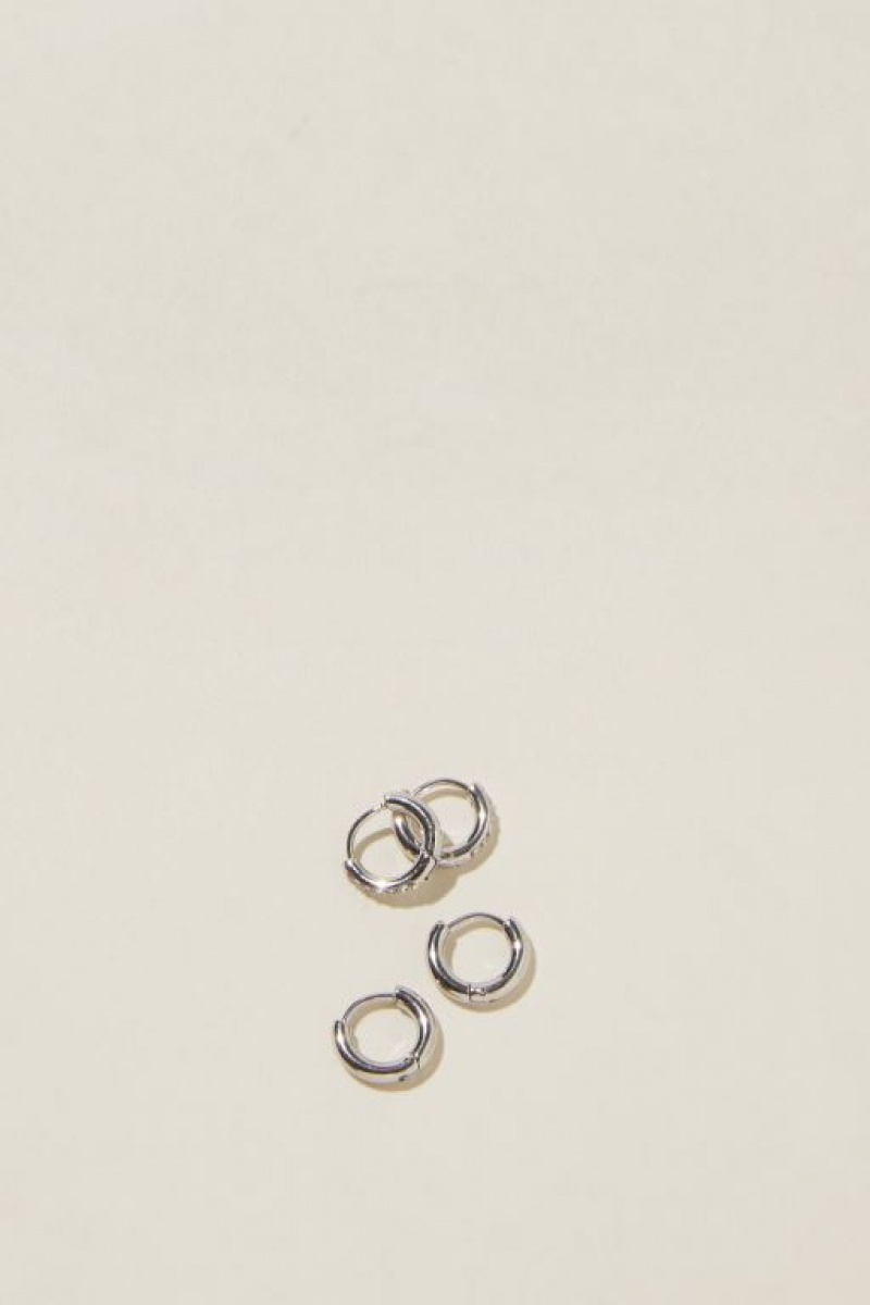 Cotton On Waterproof 2Pk Small Earring Women\'s Jewellery Grey | ptKKmAAZkFs