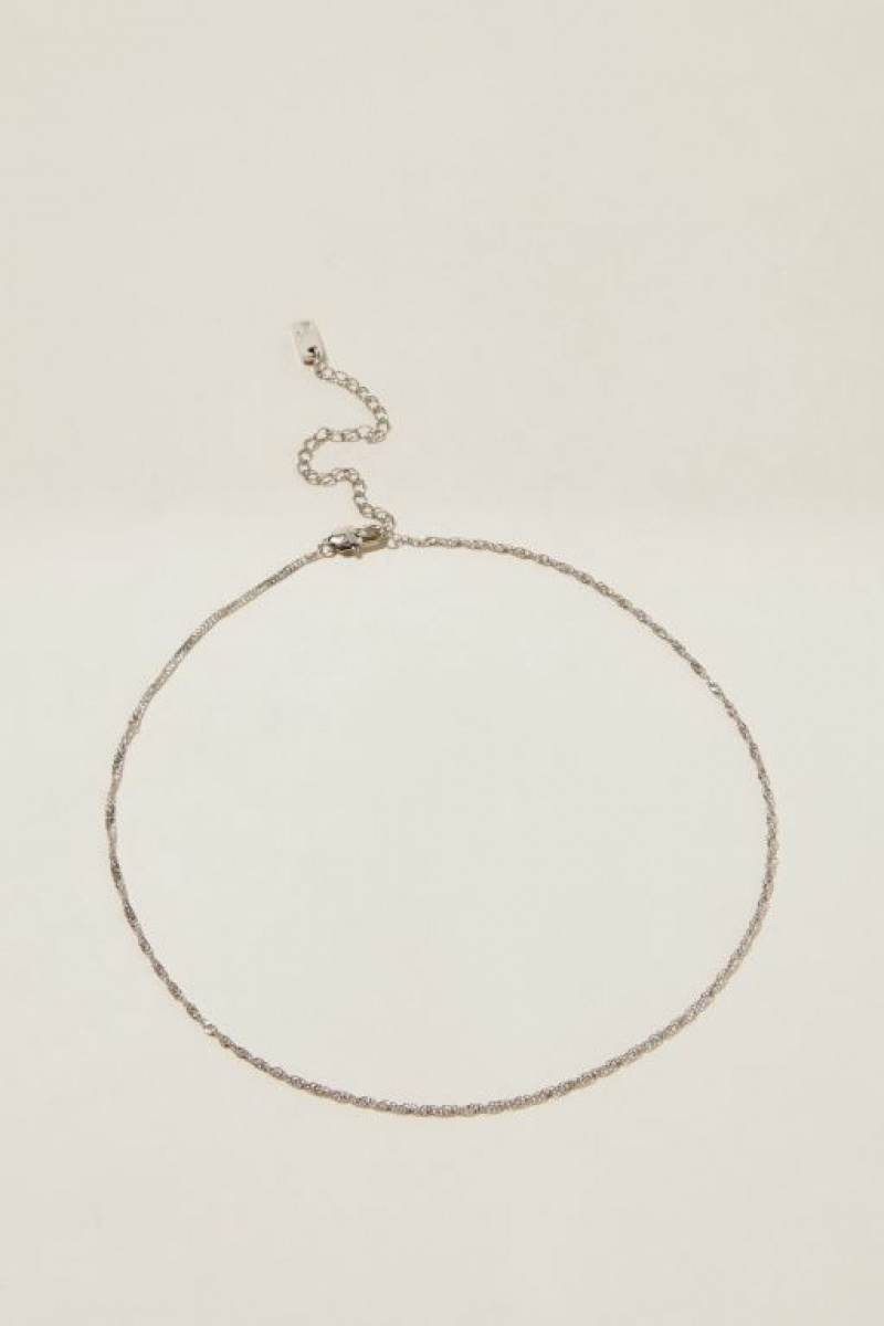 Cotton On Waterproof Fine Chain Necklace Women\'s Jewellery Grey | tlvdD3XCy9B