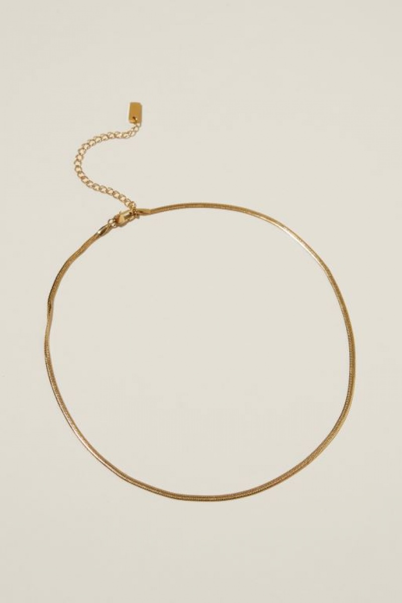 Cotton On Waterproof Fine Chain Necklace Women's Jewellery Gold Snake | GC77wNrHYeR