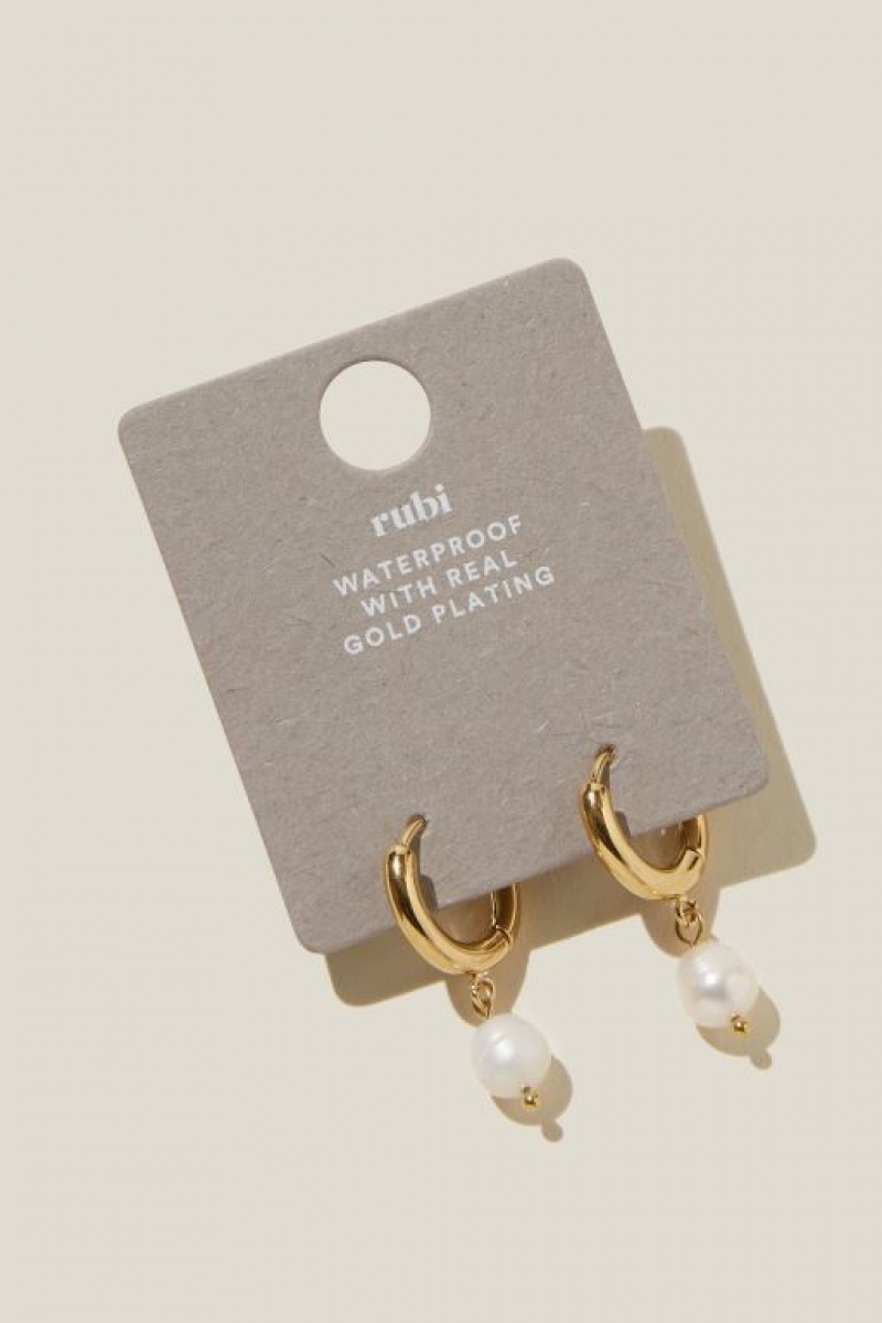 Cotton On Waterproof Huggie Hoop Earring Women's Jewellery Gold | lkdHTDLv2CL