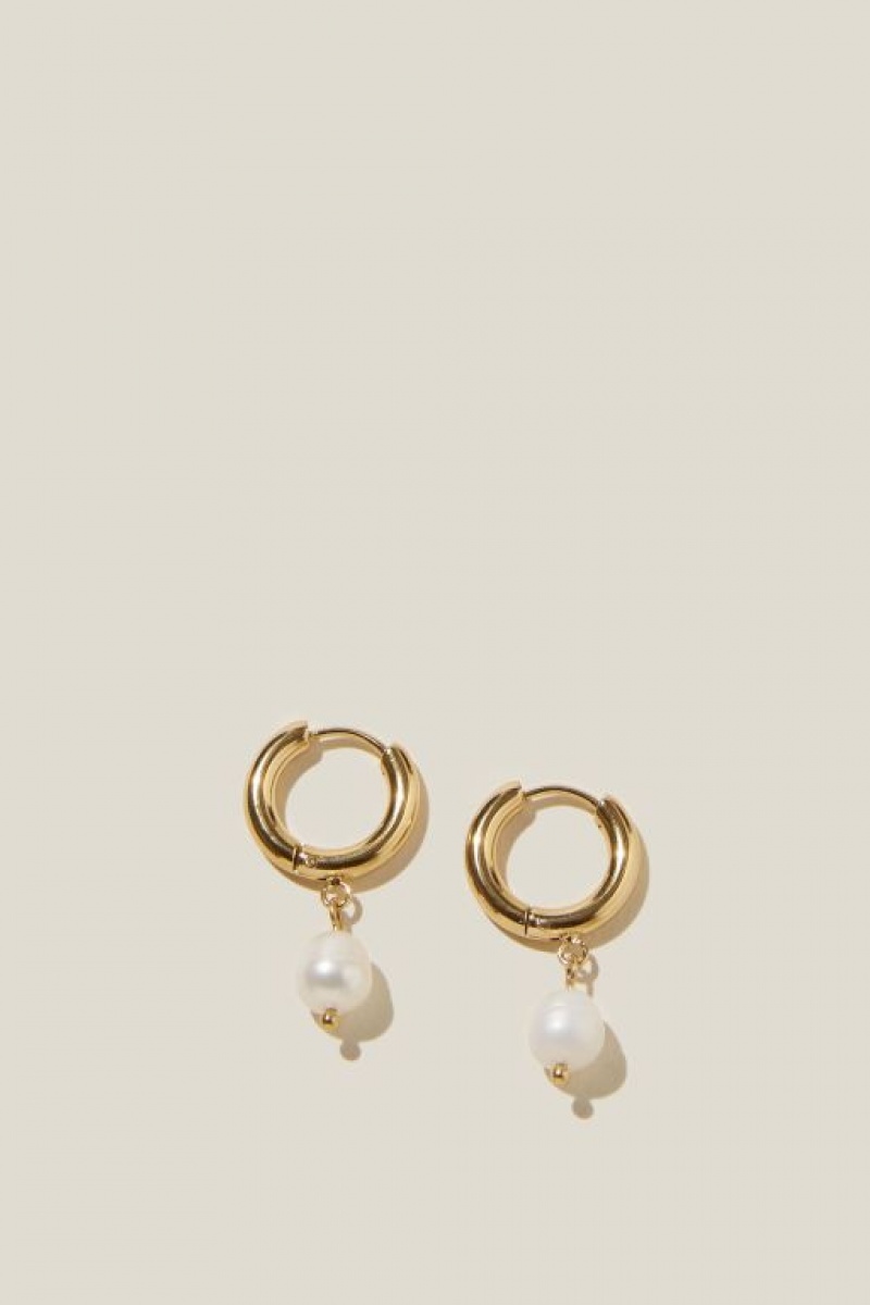 Cotton On Waterproof Huggie Hoop Earring Women\'s Jewellery Gold | lkdHTDLv2CL