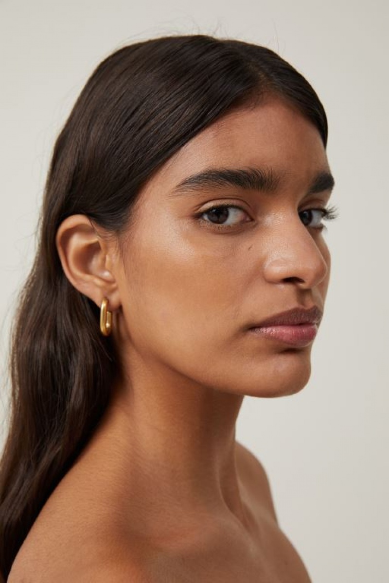 Cotton On Waterproof Large Hoop Earring Women's Jewellery Gold | w3IH6x0RUn1