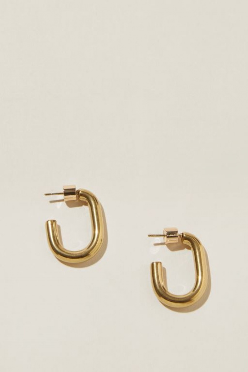 Cotton On Waterproof Large Hoop Earring Women's Jewellery Gold | w3IH6x0RUn1