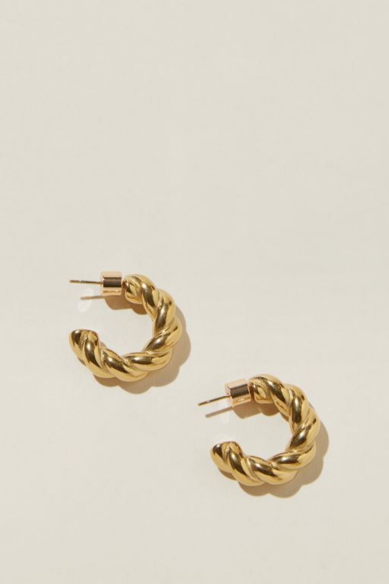 Cotton On Waterproof Large Hoop Earring Women's Jewellery Gold | Flvxd0GdkMy