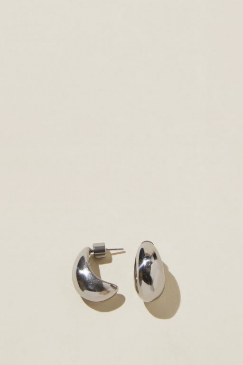 Cotton On Waterproof Large Hoop Earring Women's Jewellery Grey | FQwQJgyB7U7
