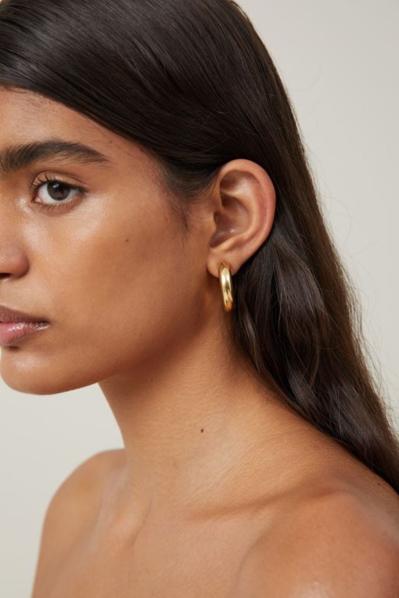 Cotton On Waterproof Large Hoop Earring Women's Jewellery Gold | Obzr87i6XHH