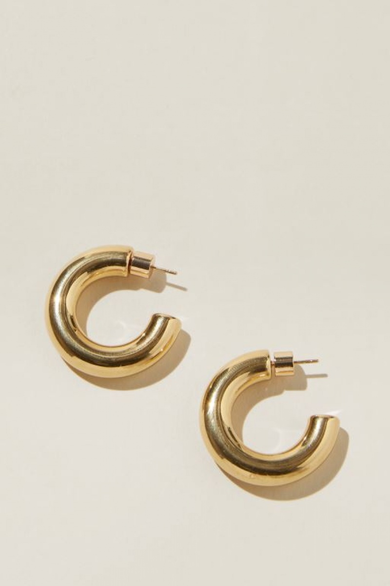 Cotton On Waterproof Large Hoop Earring Women's Jewellery Gold | Obzr87i6XHH
