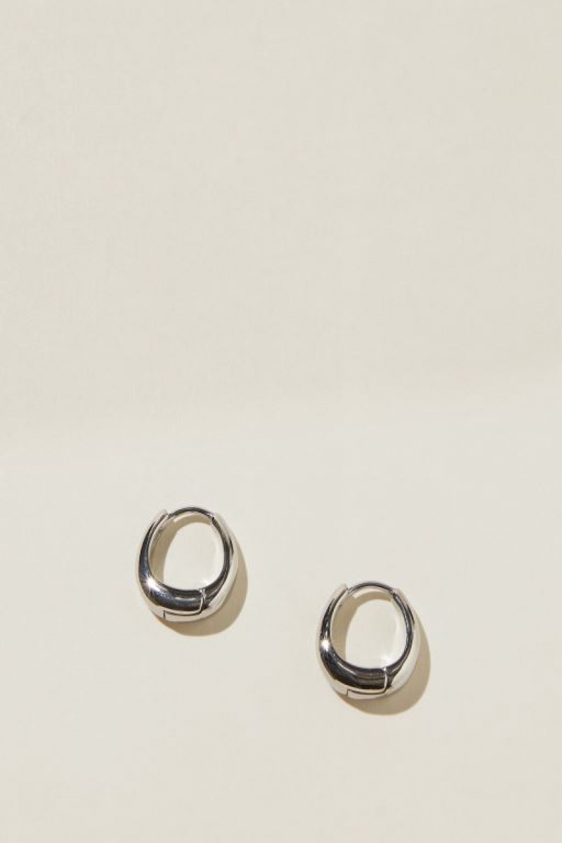 Cotton On Waterproof Mid Hoop Earring Women\'s Jewellery Grey | rxAUH1o3Zwh