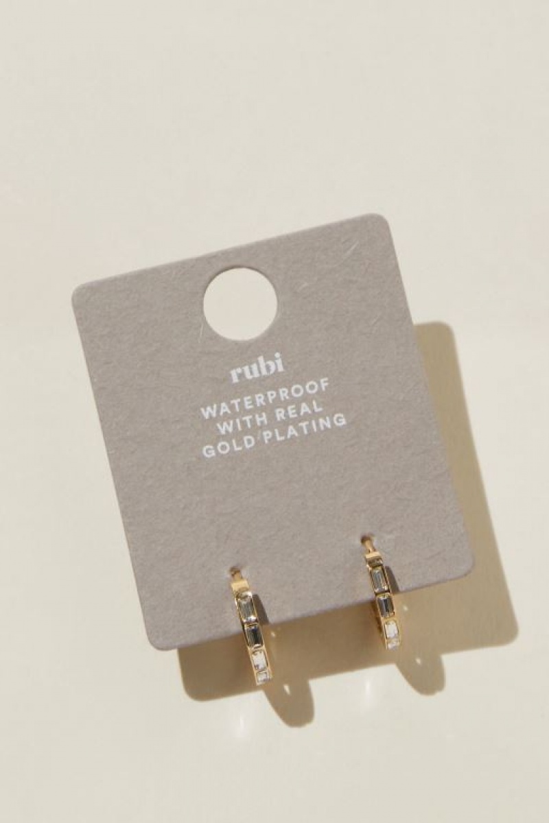 Cotton On Waterproof Mid Hoop Earring Women's Jewellery Gold | 8Tkyggwqv66