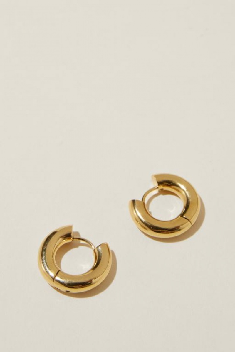 Cotton On Waterproof Mid Hoop Earring Women's Jewellery Gold | 1L6KdvqtfGT