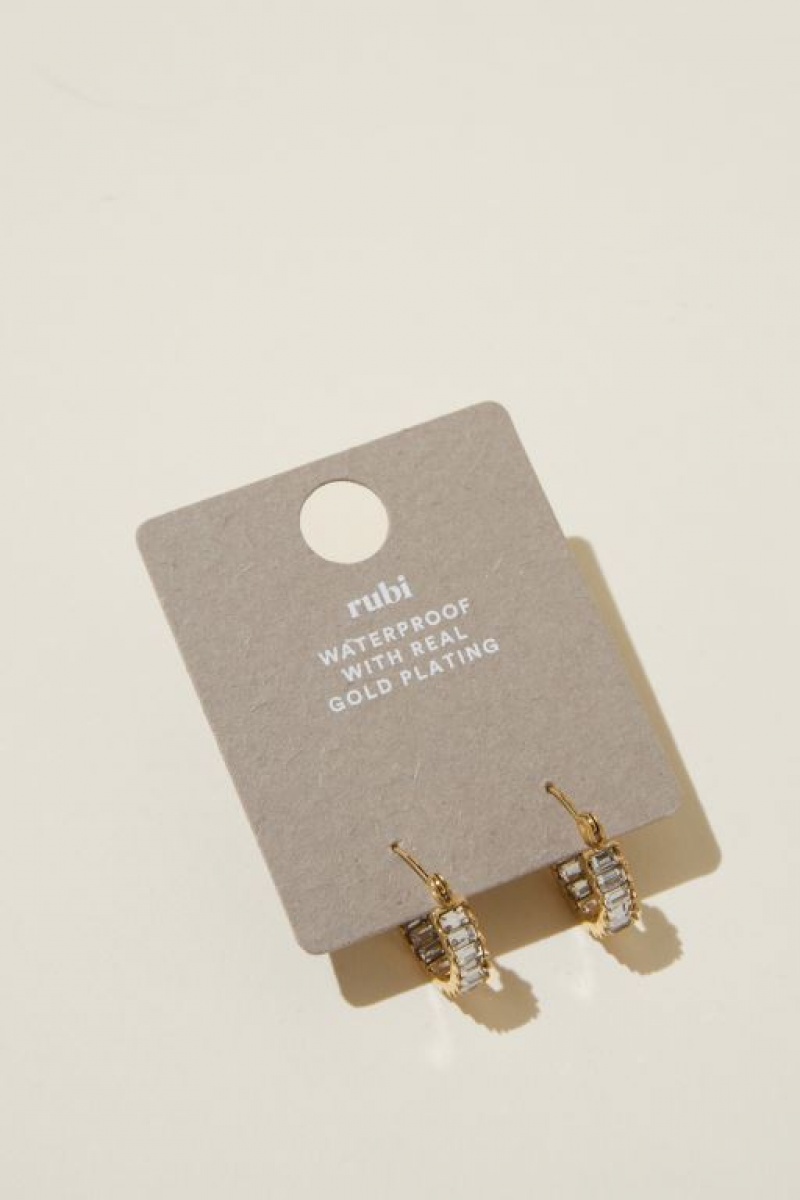 Cotton On Waterproof Mid Hoop Earring Women's Jewellery Gold Grey | s04nAdpjNNj